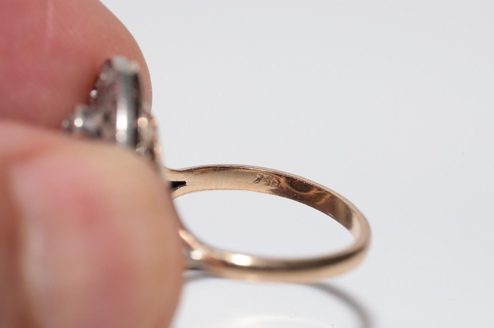 Anello antico del 1900 in oro 18k e argento con diamante naturale e smeraldo in vendita 5