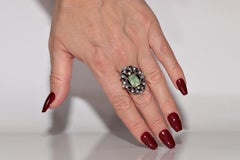 Antique Circa 1900s 18k Gold Top Silver Natural Diamond And Emerald Ring