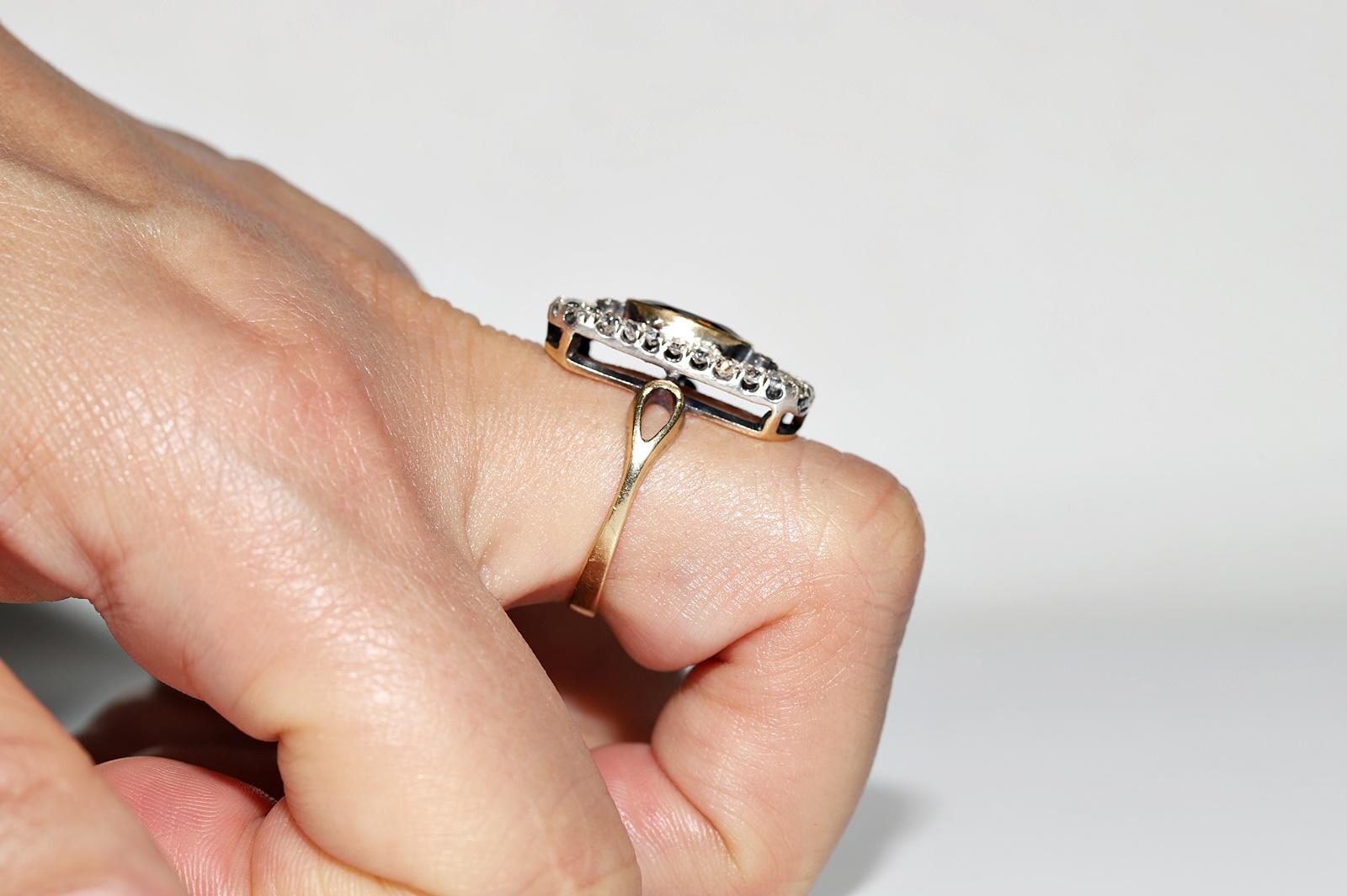 Antique Circa 1900s 18k Gold Top Silver  Natural Diamond And Sapphire  Ring For Sale 8