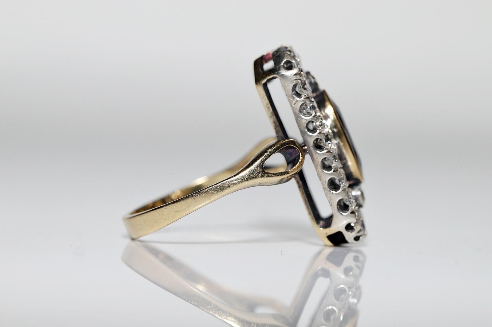 Antique Circa 1900s 18k Gold Top Silver  Natural Diamond And Sapphire  Ring In Good Condition For Sale In Fatih/İstanbul, 34