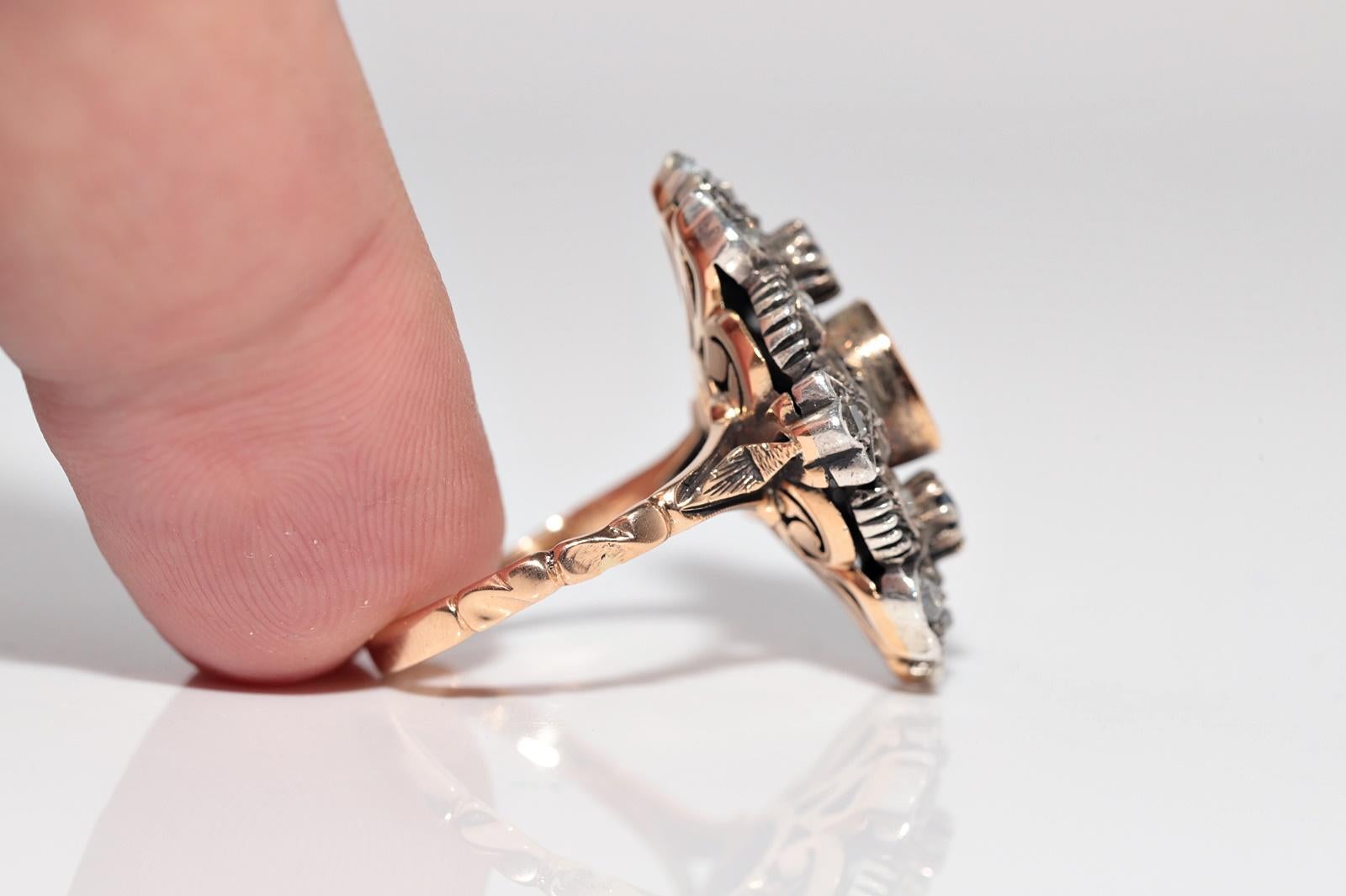 Bague ancienne datant des années 1900, or 18 carats, argent, diamant naturel et saphir Pour femmes en vente
