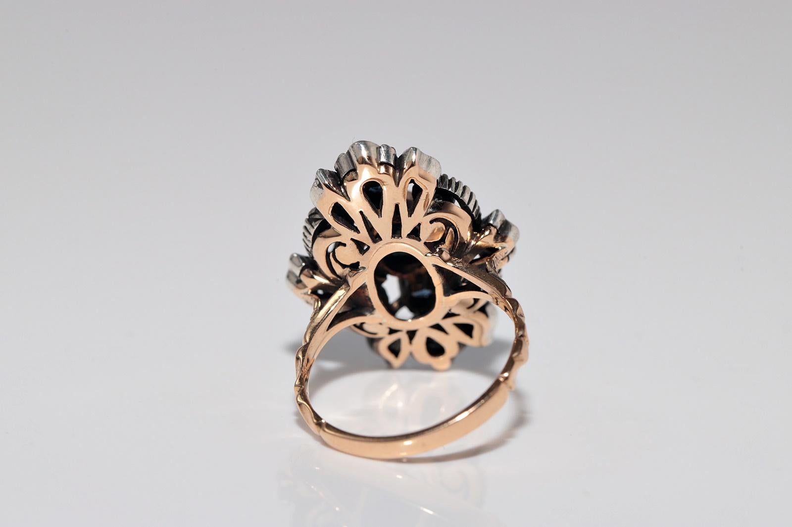 Bague ancienne datant des années 1900, or 18 carats, argent, diamant naturel et saphir en vente 2