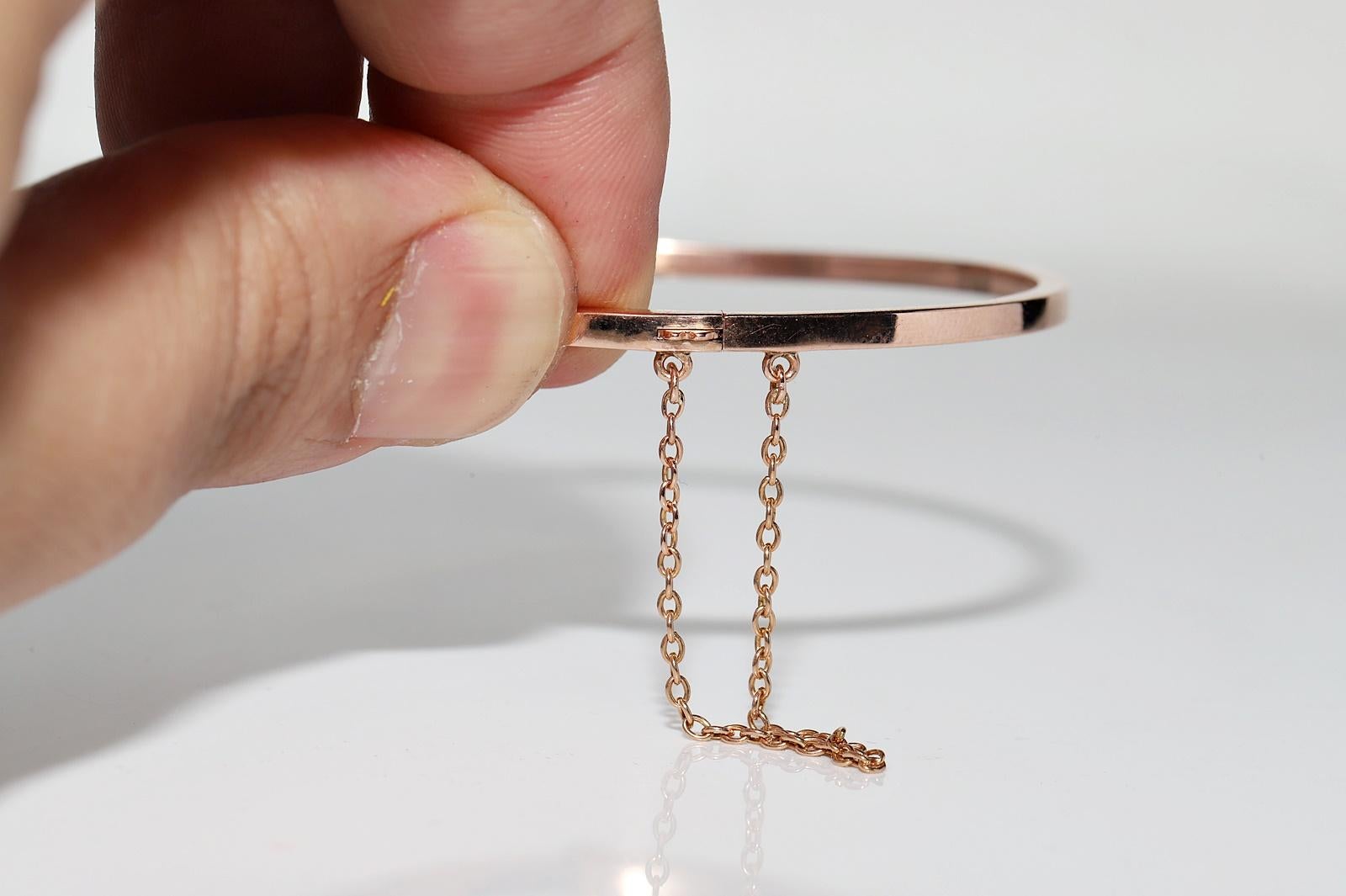 De las mujeres Antiguo brazalete de oro de 18 quilates con diamantes naturales en la parte superior de plata de la década de 1900 en venta