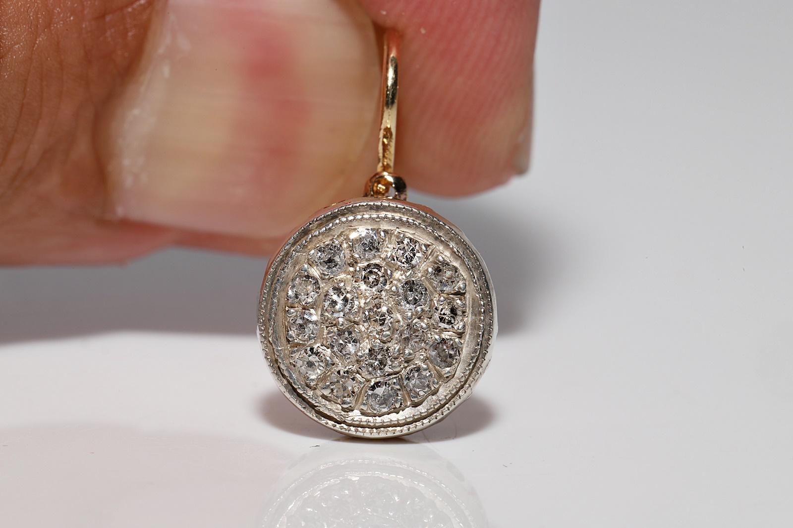 Antiguo Circa 1900s Oro 18k Plata Superior Diamante Natural Decorado Pendiente en venta 4