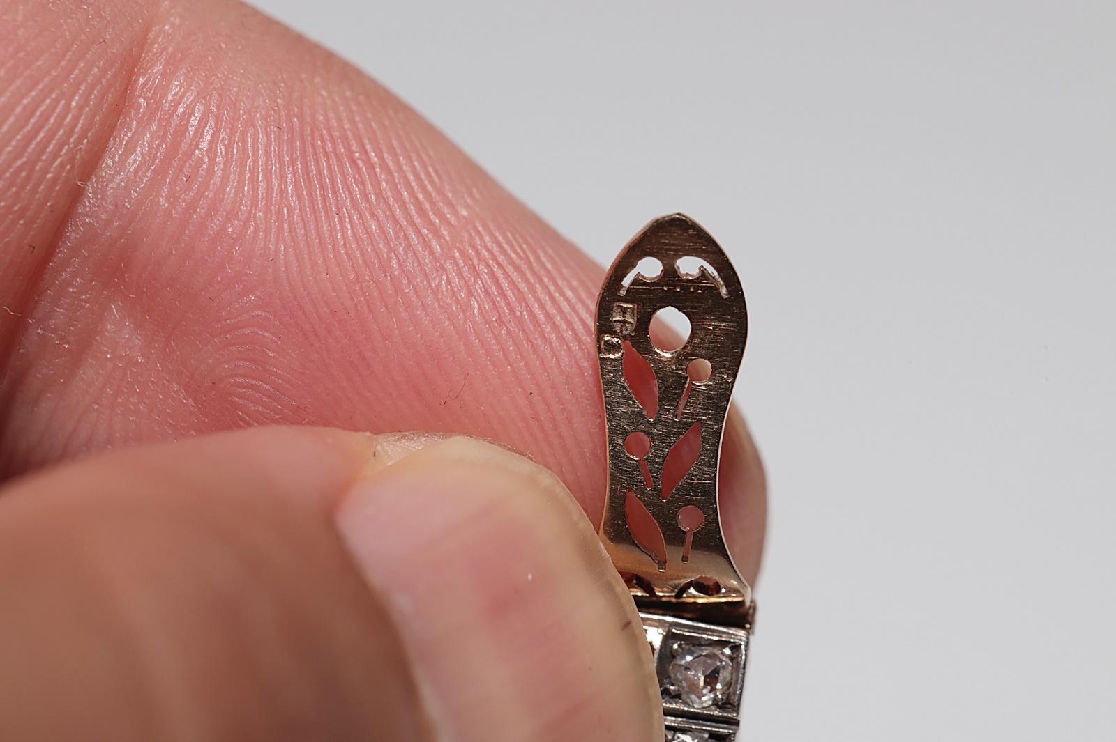 Antiker Ohrring, um 1900, 18 Karat Gold, Platin, Silber, natürlicher Diamant, dekoriert im Angebot 4