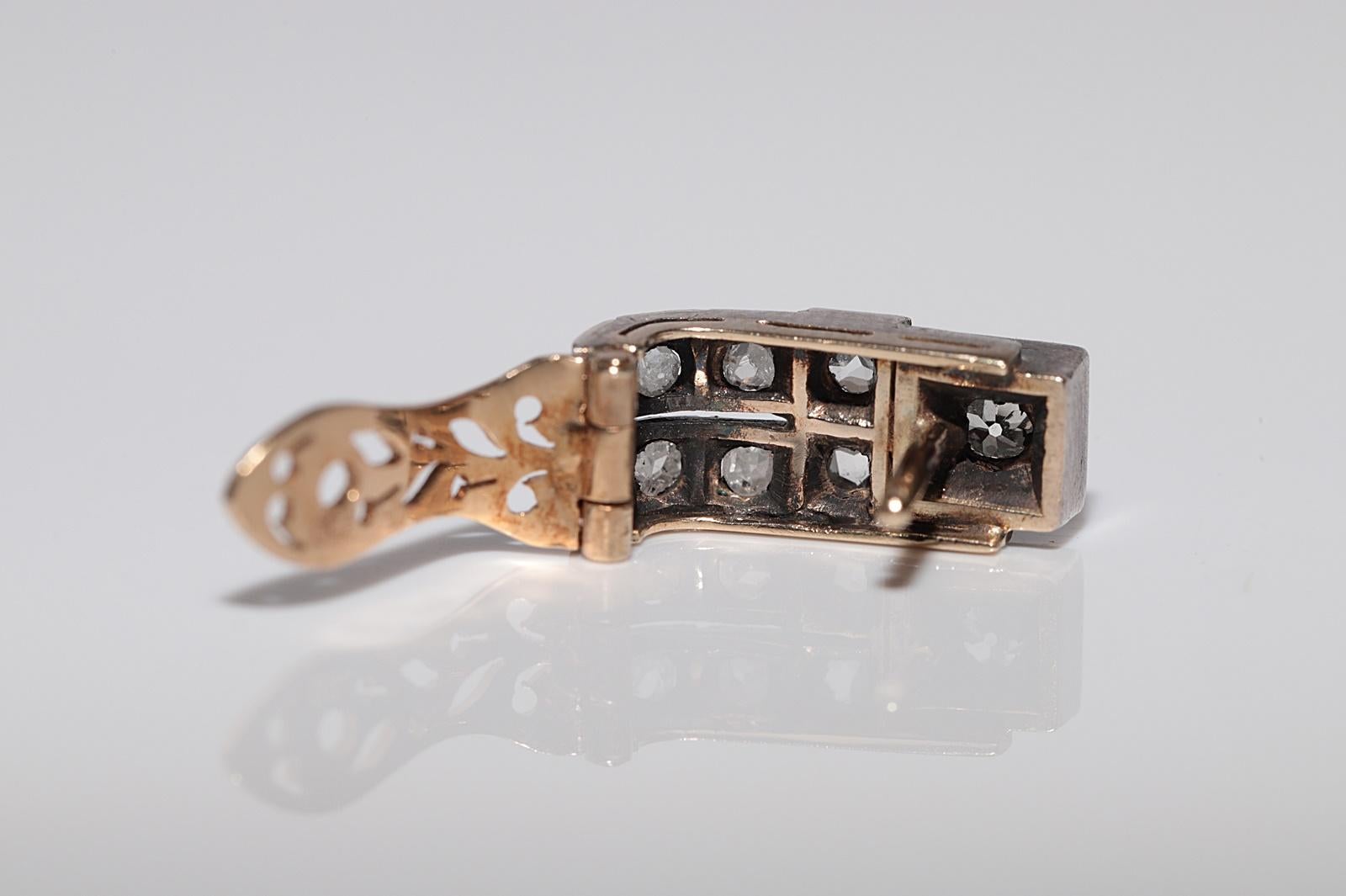 Antiker Ohrring, um 1900, 18 Karat Gold, Platin, Silber, natürlicher Diamant, dekoriert im Angebot 5