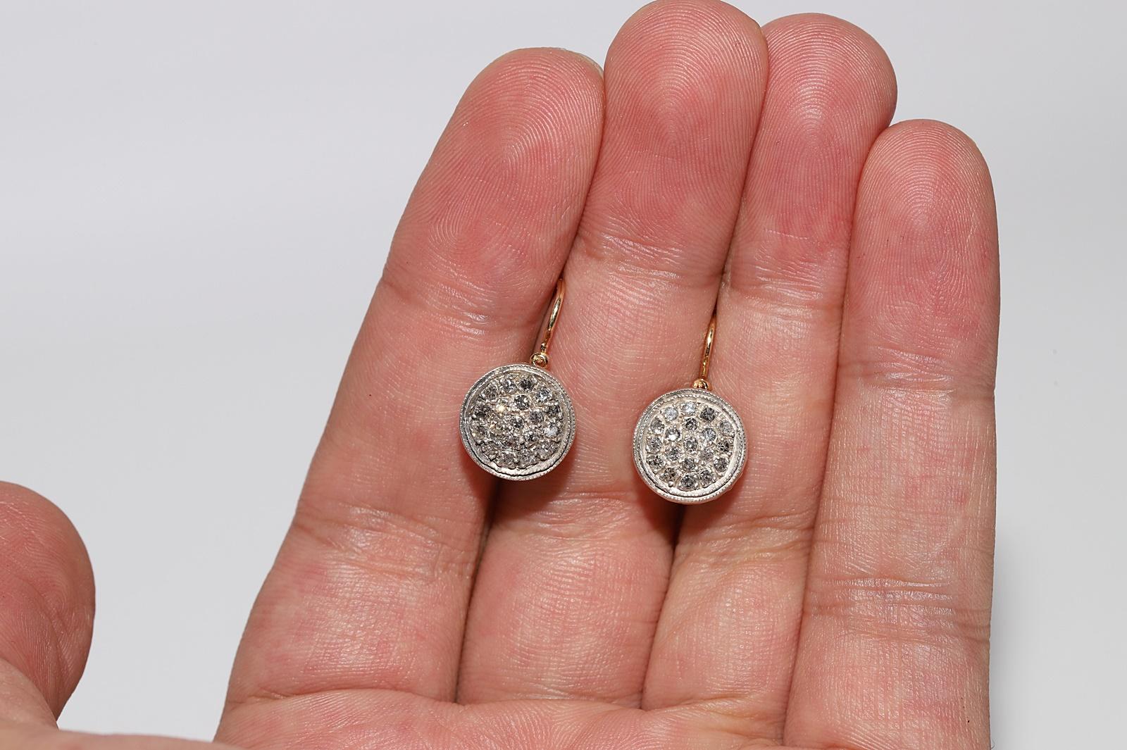 Antiguo Circa 1900s Oro 18k Plata Superior Diamante Natural Decorado Pendiente en venta 12