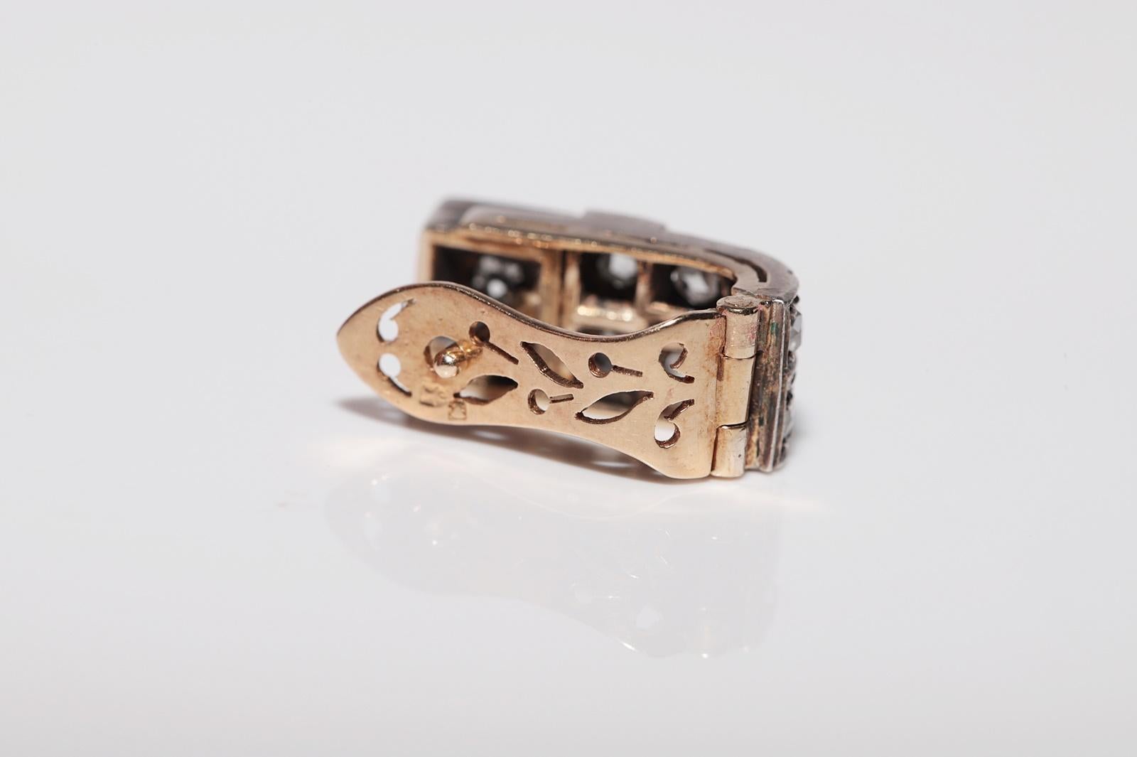 Antiker Ohrring, um 1900, 18 Karat Gold, Platin, Silber, natürlicher Diamant, dekoriert im Angebot 1