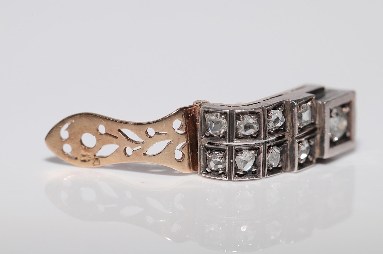 Antiker Ohrring, um 1900, 18 Karat Gold, Platin, Silber, natürlicher Diamant, dekoriert im Angebot 2