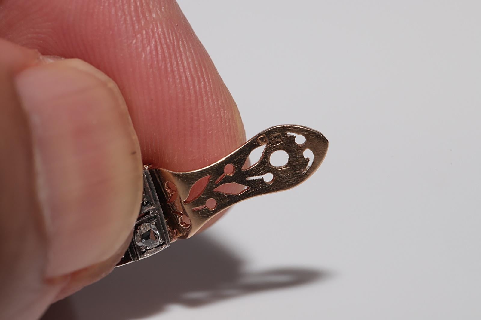 Antiker Ohrring, um 1900, 18 Karat Gold, Platin, Silber, natürlicher Diamant, dekoriert im Angebot 3