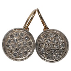 Antico orecchino decorato con diamanti naturali in oro 18k del 1900 A. Silver