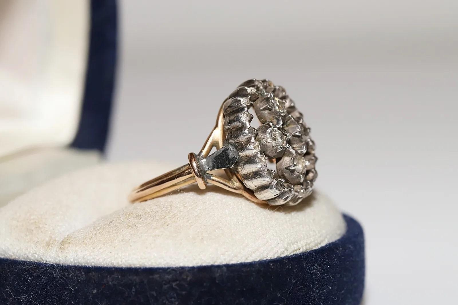 Antiker um 1900er Jahre 18k Gold Top Silber Natürlicher Diamant Dekorierter Ring im Zustand „Gut“ im Angebot in Fatih/İstanbul, 34