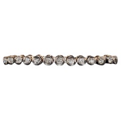 Antique Circa 1900s 18k Gold Top Silver Natural Old Cut Diamond Tennis Bracelet