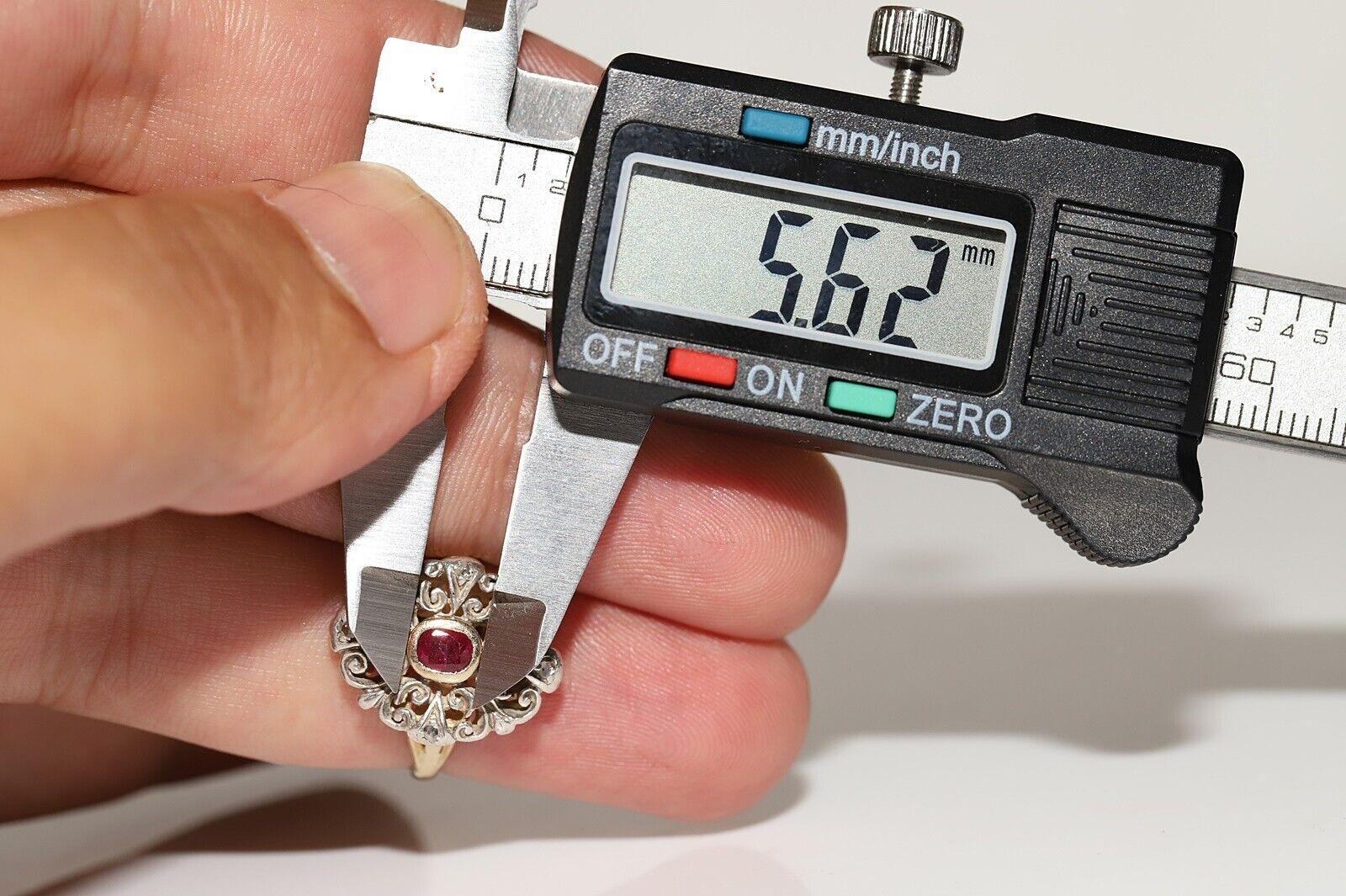 Antike CIRCA 1900s 18k Gold Top Silver Natural Rose Cut Diamant und Rubin Ring im Angebot 7