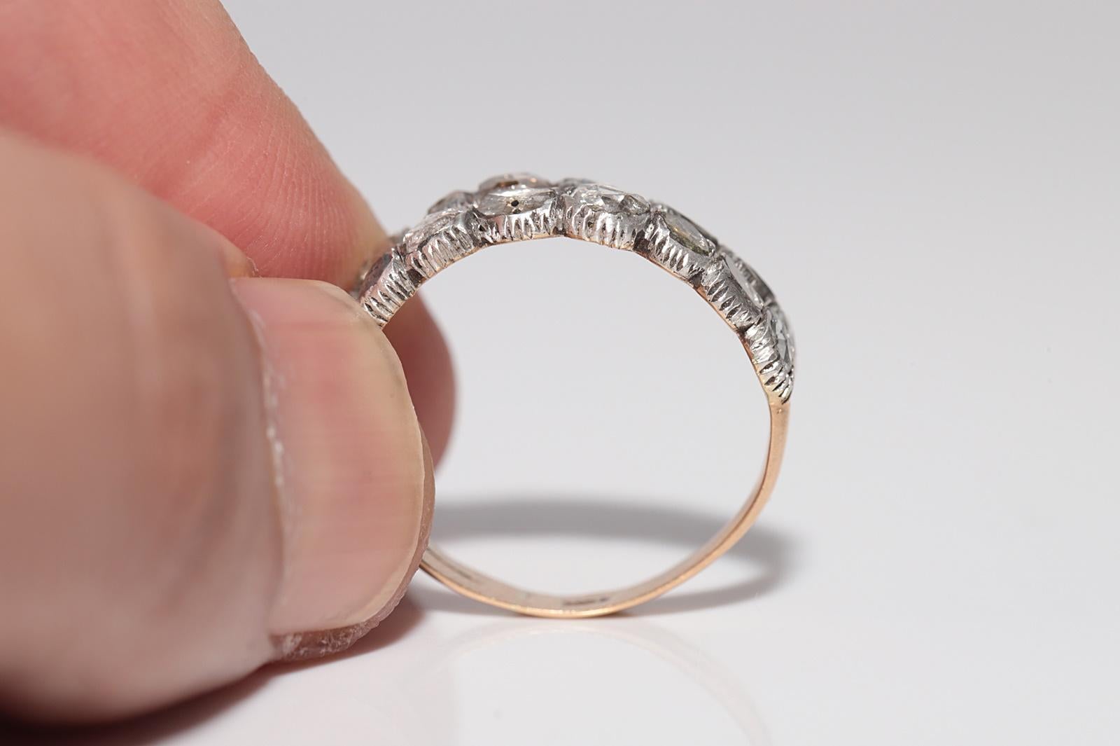 Antiker Ring, um 1900er Jahre, 18 Karat Gold Top Silber natürlicher Diamant im Rosenschliff im Angebot 6