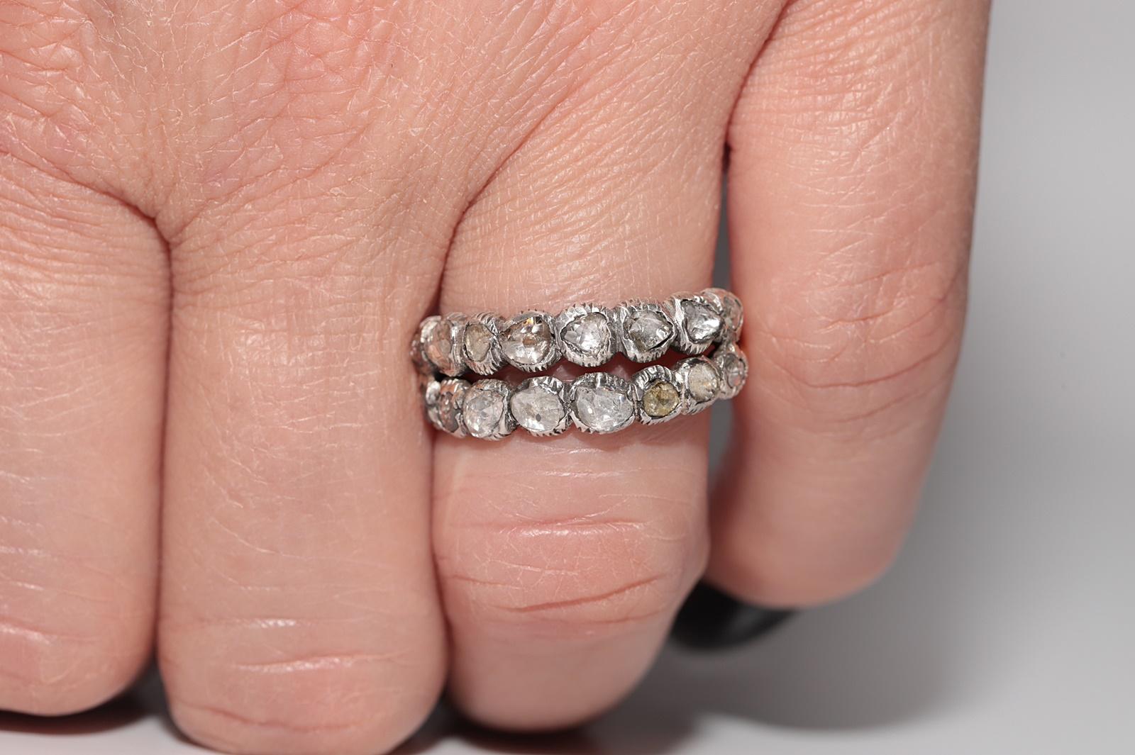 Antiker Ring, um 1900er Jahre, 18 Karat Gold Top Silber natürlicher Diamant im Rosenschliff im Zustand „Gut“ im Angebot in Fatih/İstanbul, 34