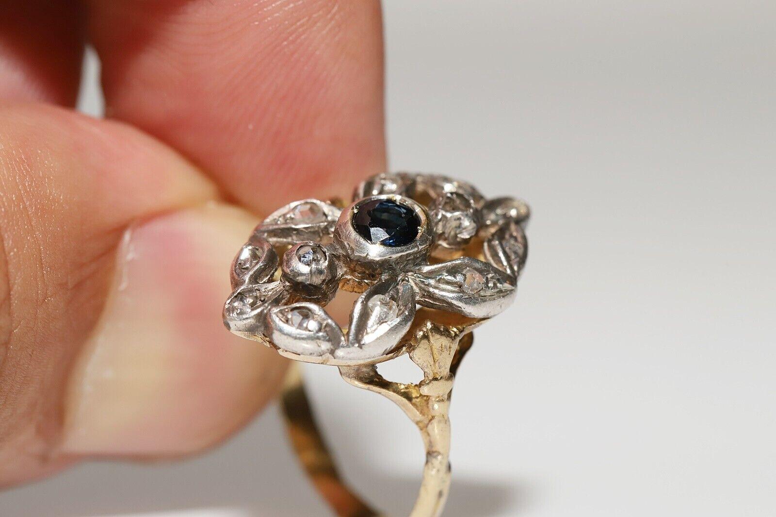 Antiker Navette-Ring, um 1900, 18 Karat Gold Platin Silber natürlicher Diamant im Rosenschliff 5