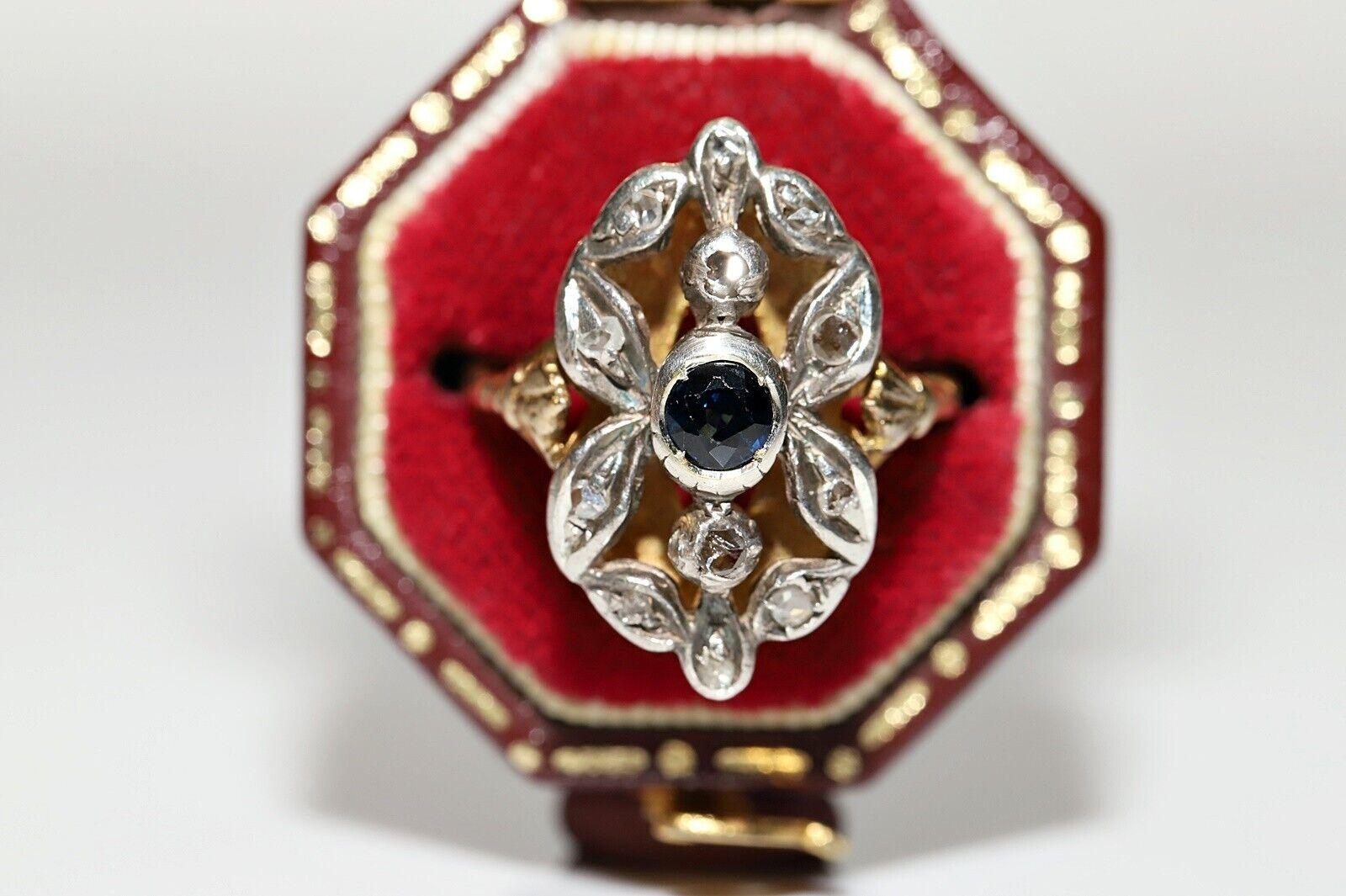 Antiker Navette-Ring, um 1900, 18 Karat Gold Platin Silber natürlicher Diamant im Rosenschliff 9