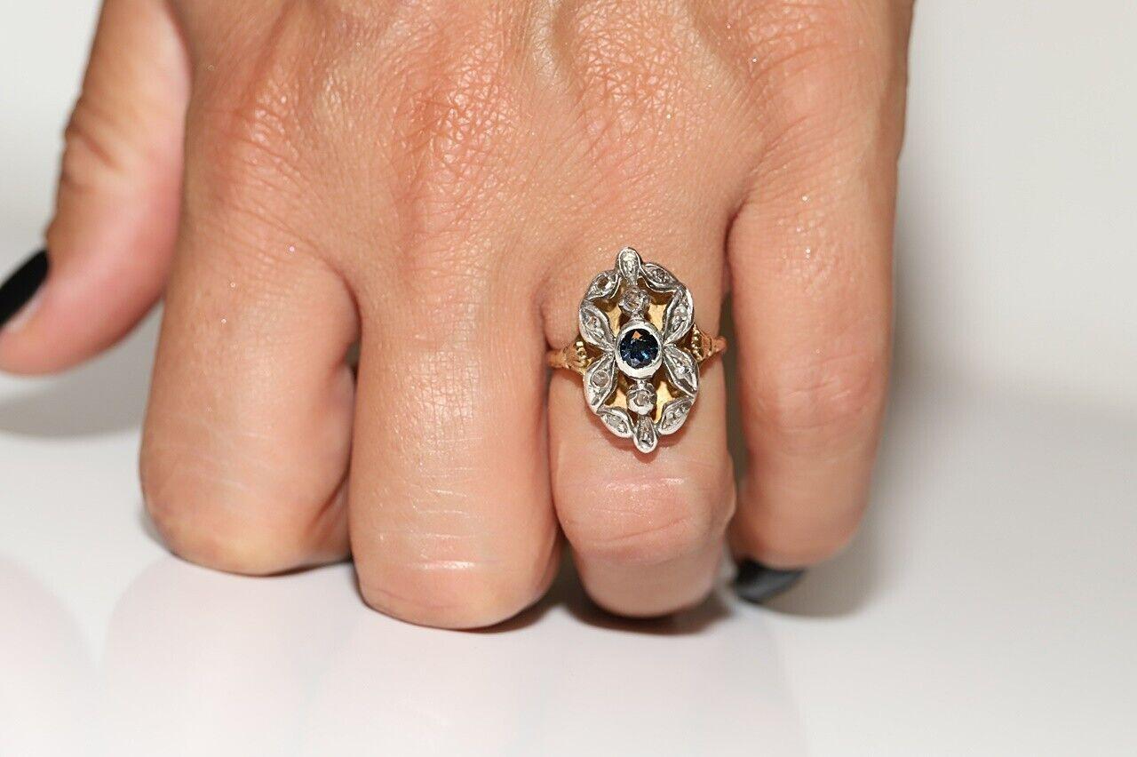 Antiker Navette-Ring, um 1900, 18 Karat Gold Platin Silber natürlicher Diamant im Rosenschliff 11