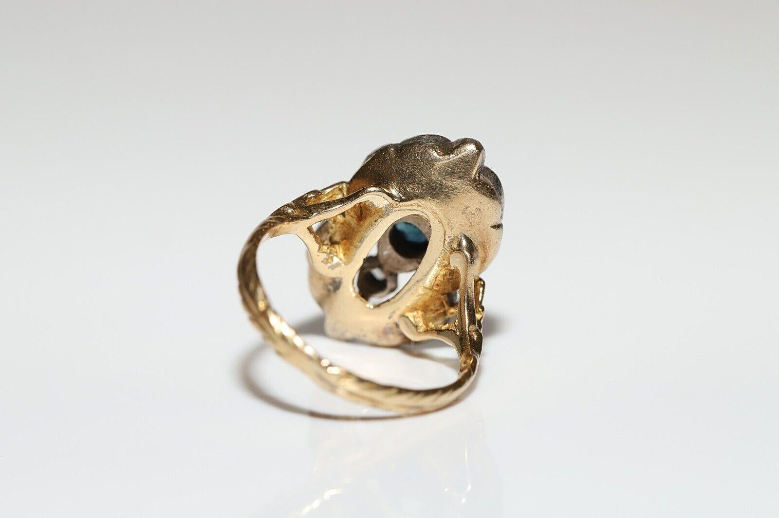 Antiker Navette-Ring, um 1900, 18 Karat Gold Platin Silber natürlicher Diamant im Rosenschliff 2