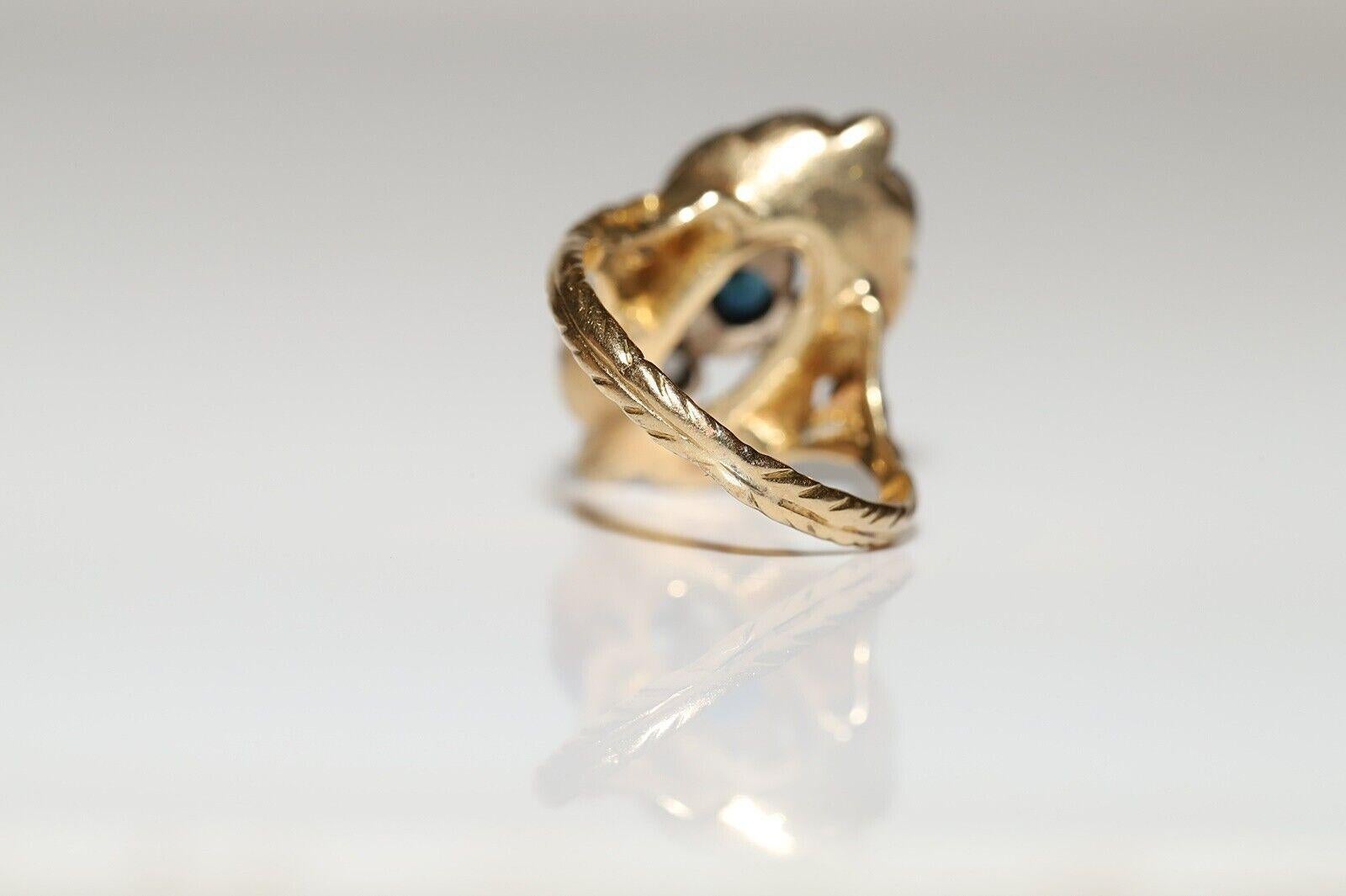 Antiker Navette-Ring, um 1900, 18 Karat Gold Platin Silber natürlicher Diamant im Rosenschliff 3