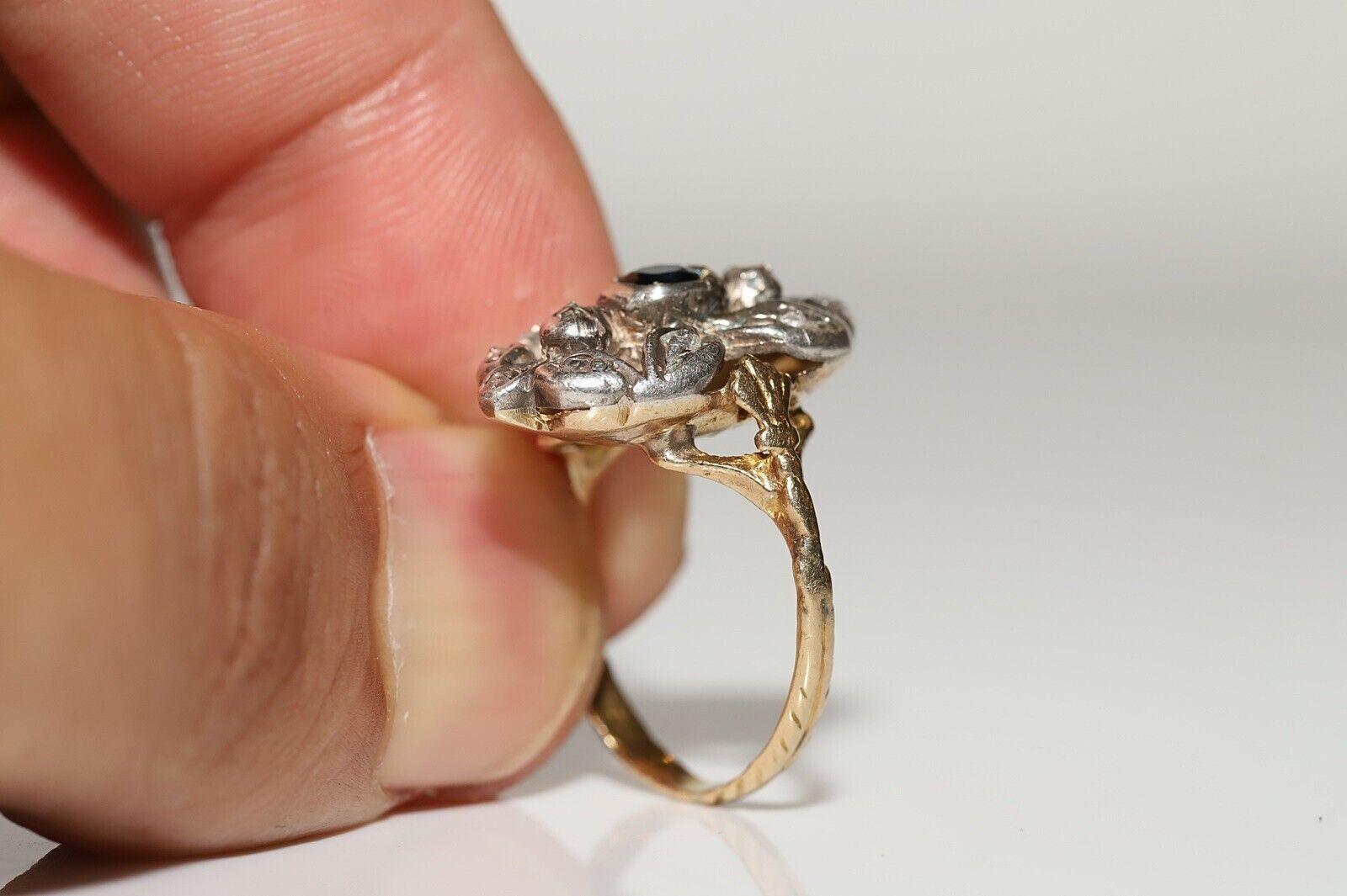 Antiker Navette-Ring, um 1900, 18 Karat Gold Platin Silber natürlicher Diamant im Rosenschliff 4