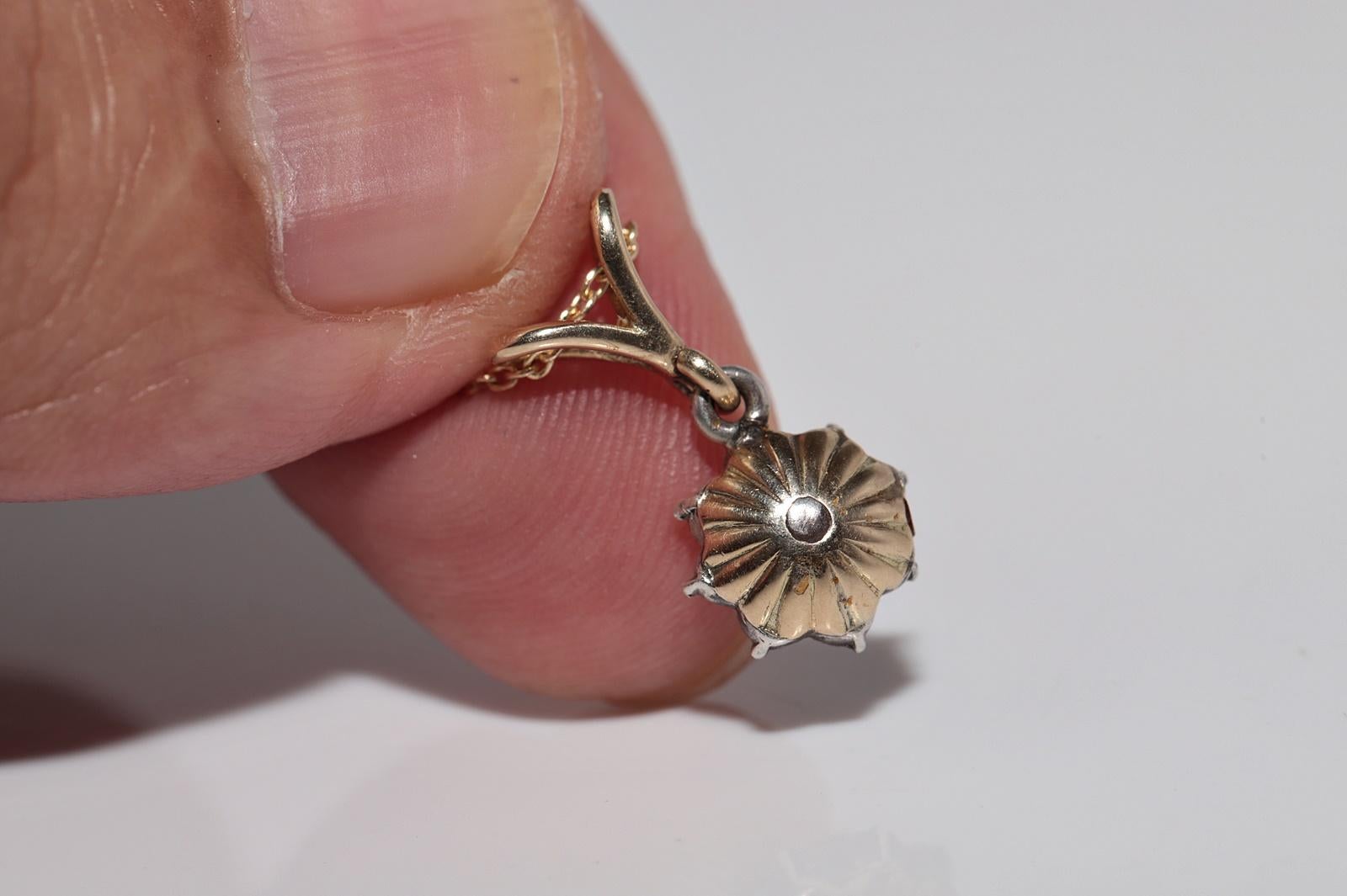 Collana antica del 1900 circa in oro 18k e argento con diamanti naturali taglio rosa in vendita 4