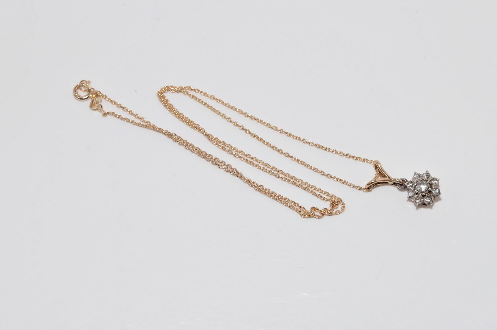 Collana antica del 1900 circa in oro 18k e argento con diamanti naturali taglio rosa in vendita 9