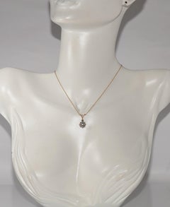 Antique Circa 1900s 18k Gold Top Silver Natural Rose Cut Diamond Necklace