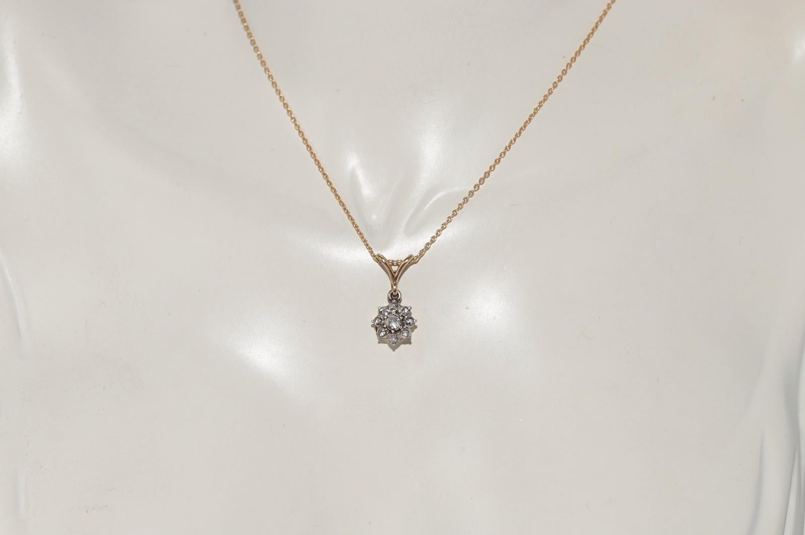 Vittoriano Collana antica del 1900 circa in oro 18k e argento con diamanti naturali taglio rosa in vendita