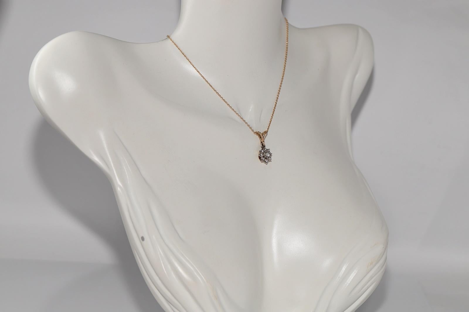 Collana antica del 1900 circa in oro 18k e argento con diamanti naturali taglio rosa In condizioni buone in vendita a Fatih/İstanbul, 34