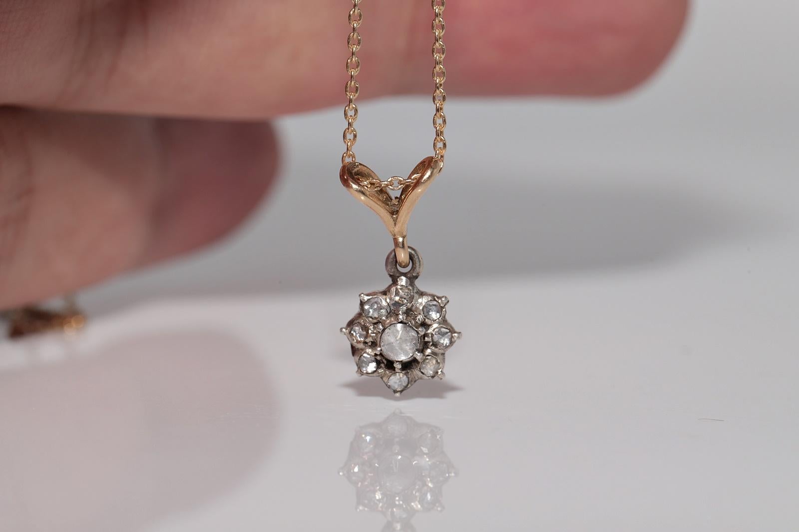 Donna Collana antica del 1900 circa in oro 18k e argento con diamanti naturali taglio rosa in vendita