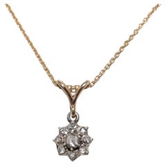 Collana antica del 1900 circa in oro 18k e argento con diamanti naturali taglio rosa