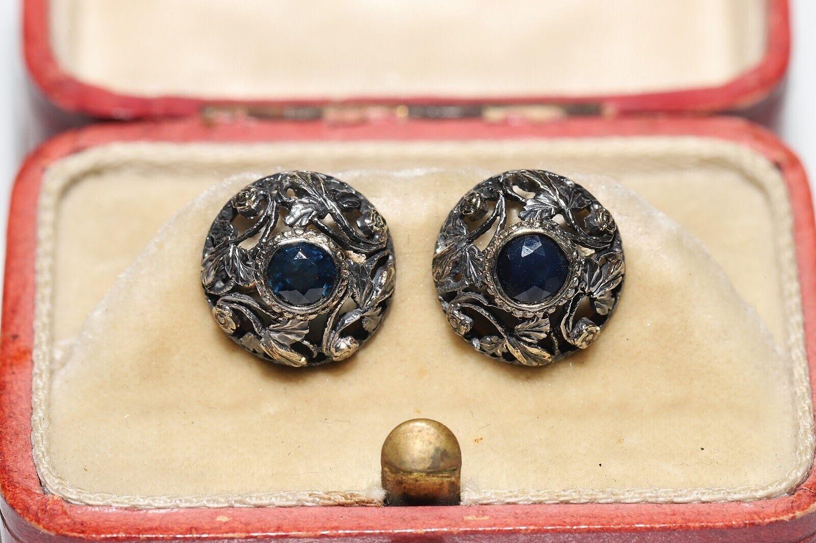 In very good condition.
Total weight is 2.8 grams.
Totally about 0.40 ct sapphire.
Original antique item about 100 years old.
Box is not included.
Please contact for any questions.
