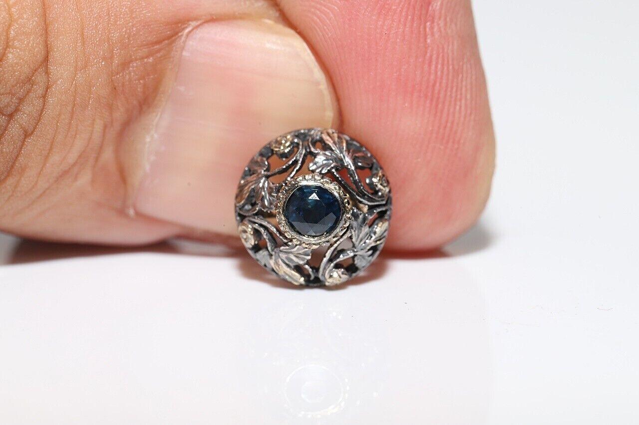 De las mujeres Antique Circa 1900s 18k Gold Top Silver Natural Sapphire Earring en venta