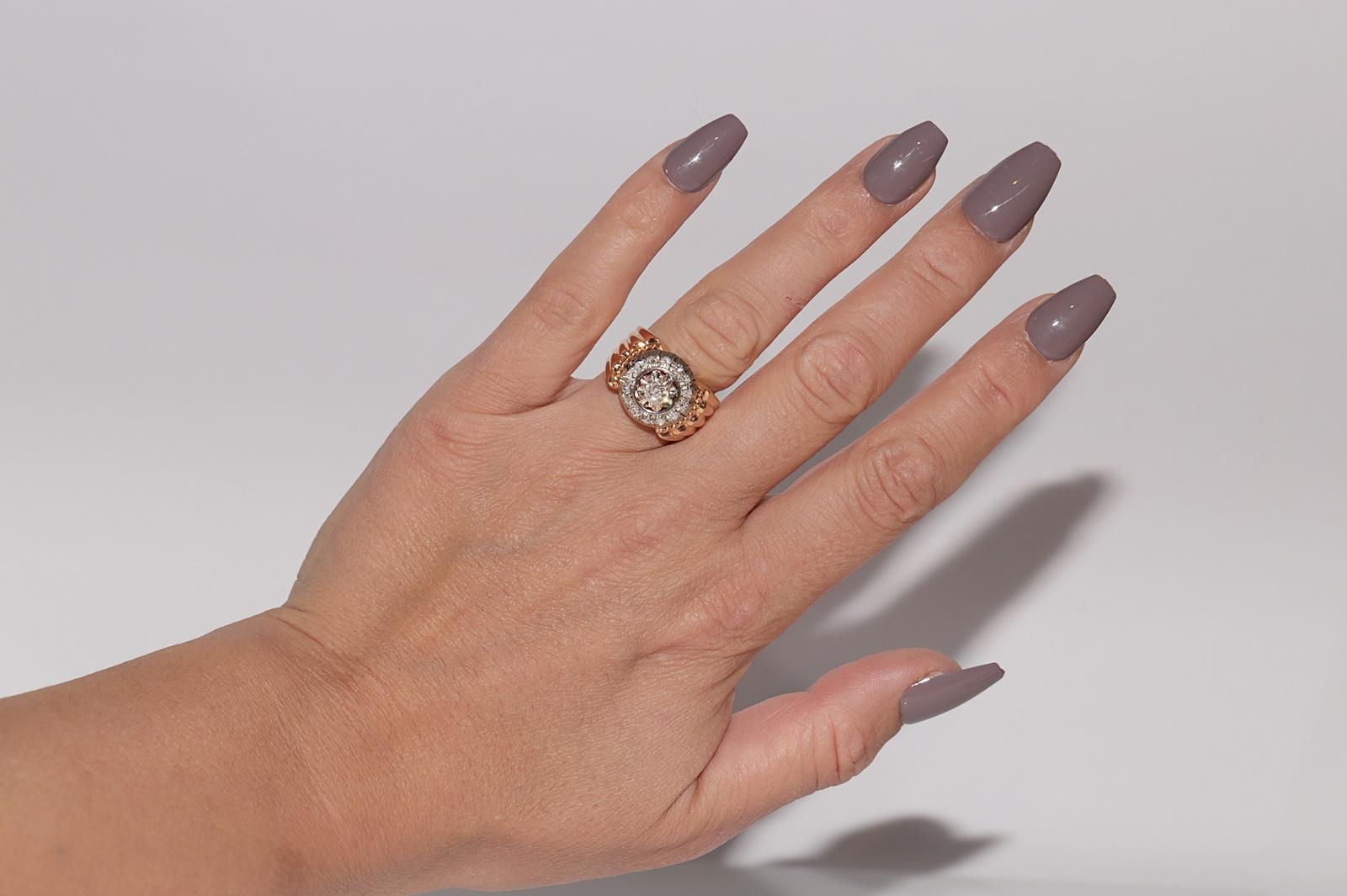 Antique Circa 1900s 18k Handcrafted  Gold Natural Diamond Decorated Ring For Sale 6