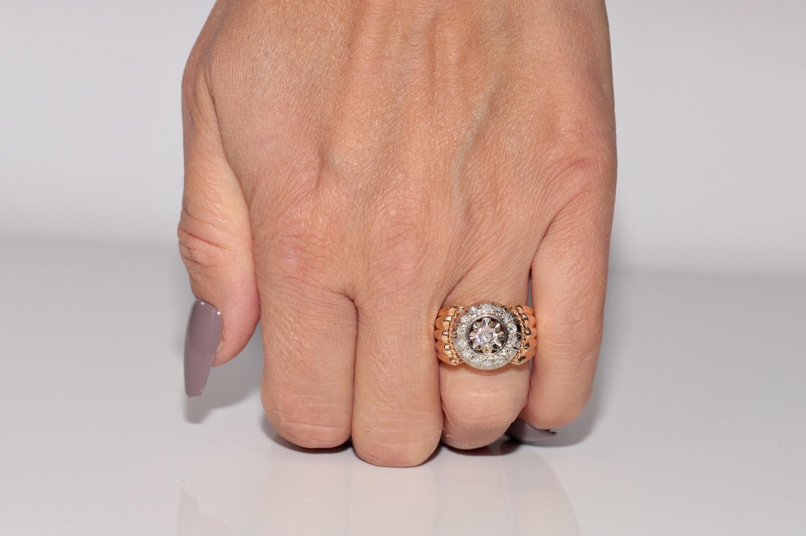 Antique Circa 1900s 18k Handcrafted  Gold Natural Diamond Decorated Ring For Sale 7
