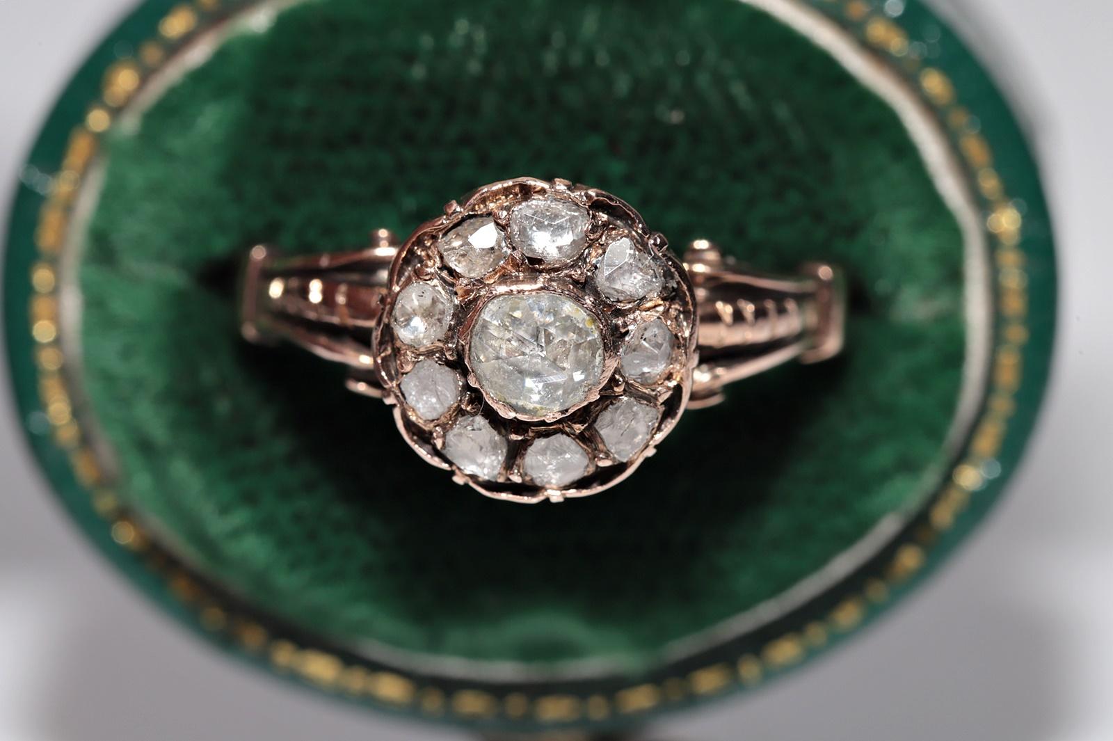 In very good condition.
Total weight is 2.7 gram.
Totally is diamond 0.50 ct.
The diamond is has H-I-J-K color and s1-s2-s3-Pique1 clarity.
Ring size is US 6.7
We can make any size.
Acid tested to be 5k real gold.
Box is not included.
Please contact