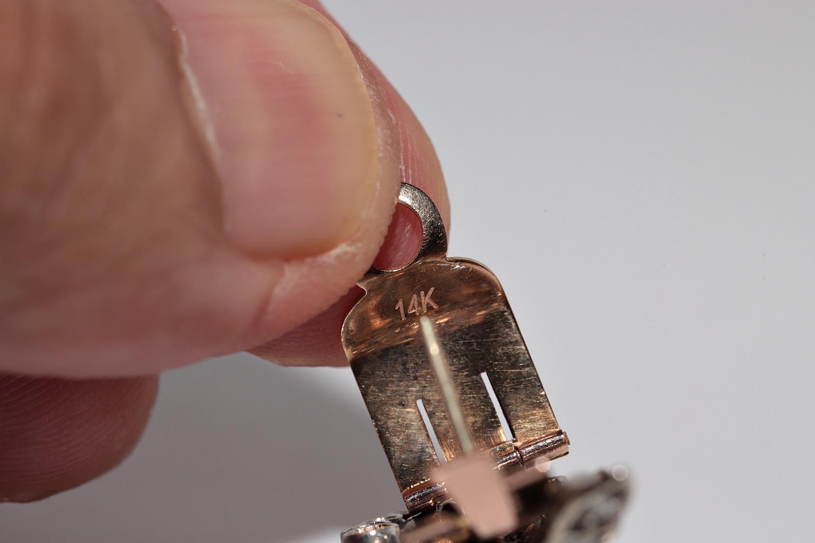 Antike CIRCA 1900s 8k Gold und Silber Natürlicher Einzelschliff  Diamant-Ohrring im Angebot 7