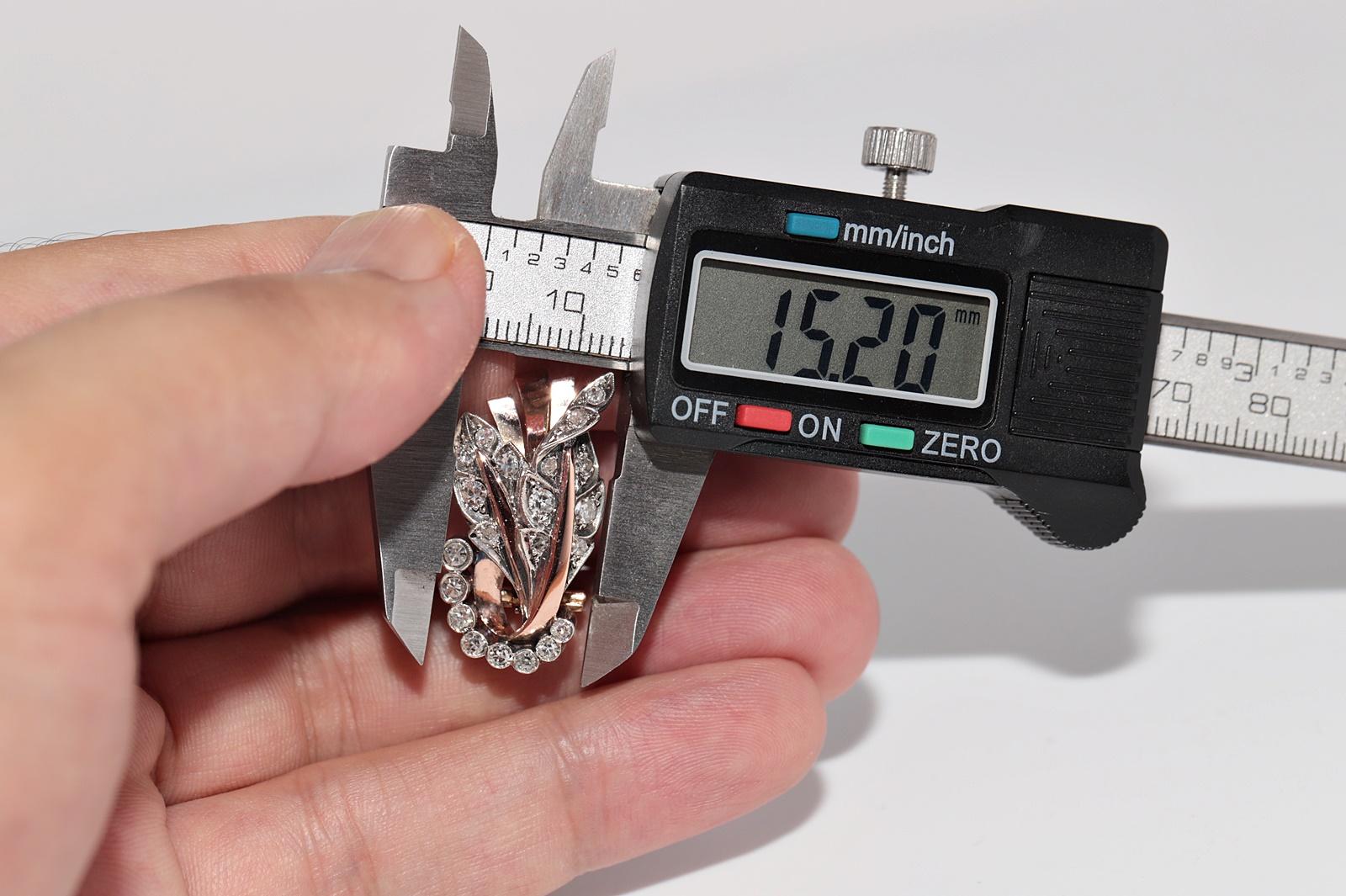 Antike CIRCA 1900s 8k Gold und Silber Natürlicher Einzelschliff  Diamant-Ohrring im Angebot 8