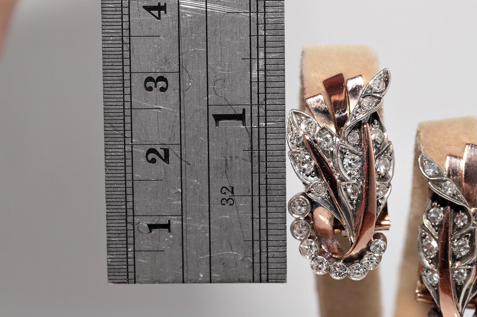 Antike CIRCA 1900s 8k Gold und Silber Natürlicher Einzelschliff  Diamant-Ohrring im Zustand „Gut“ im Angebot in Fatih/İstanbul, 34