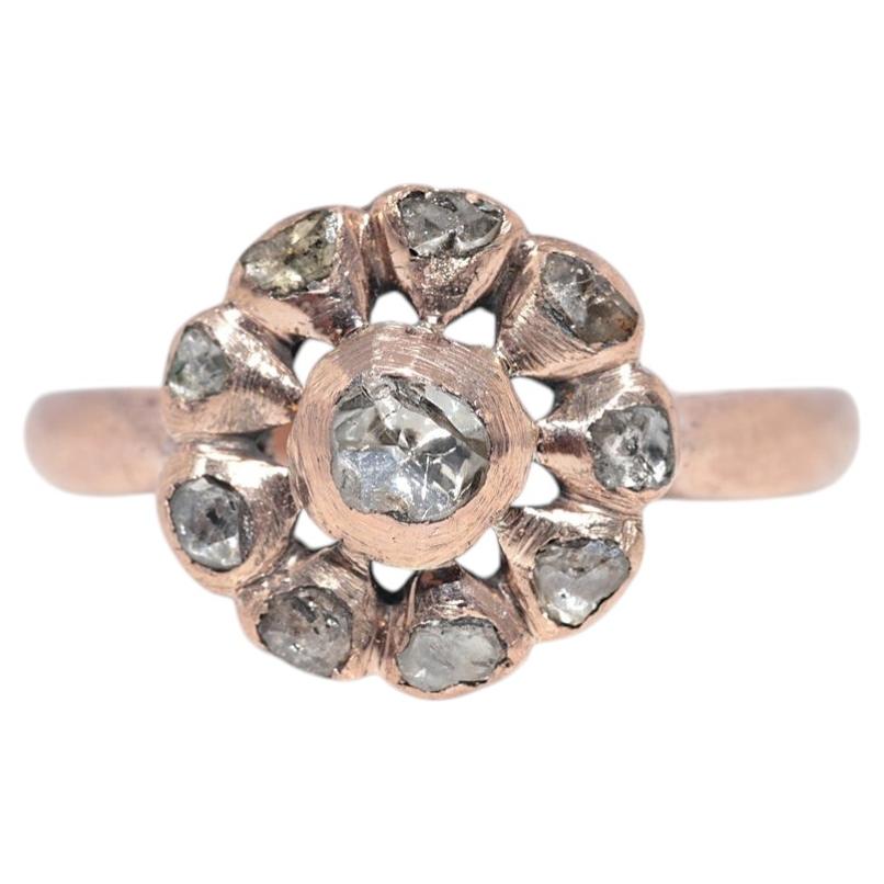 Anello d'epoca in oro 8k con diamante naturale taglio rosa, risalente agli anni '00 del Novecento
