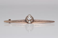 Antique Circa 1900s 8k Gold Handcrafted Natural Rose Cut Diamond Moon Brooch