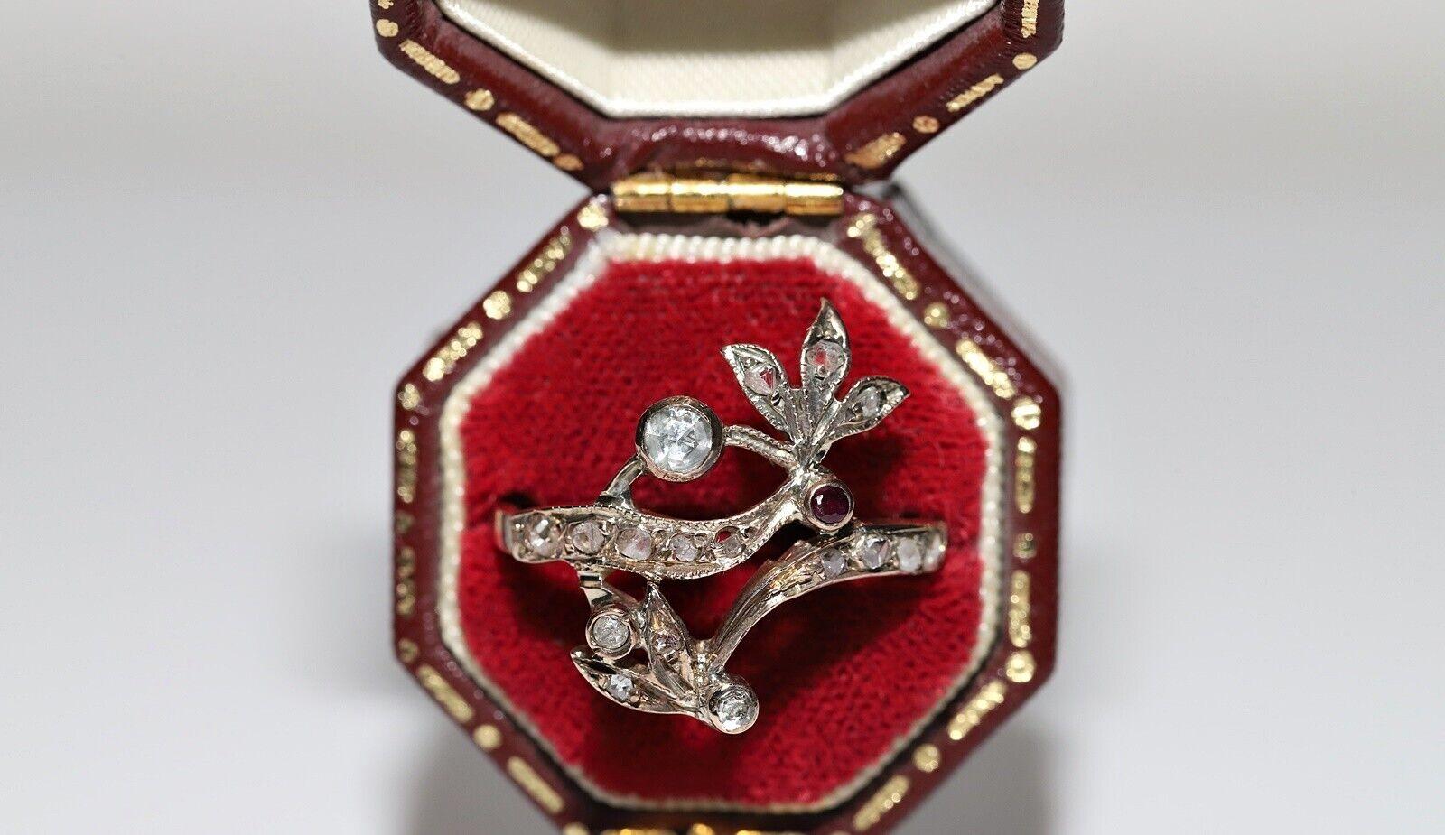 In very good condition.
Total weight is 2.8 grams.
Totally is diamond  0.45 carat.
The diamond is has H-I-J color and s2-s3 clarity.
Totally is diamond 0.05 carat.
Ring size is US 7
We can make any size.
Box is not included.
Acid tested to be 8k