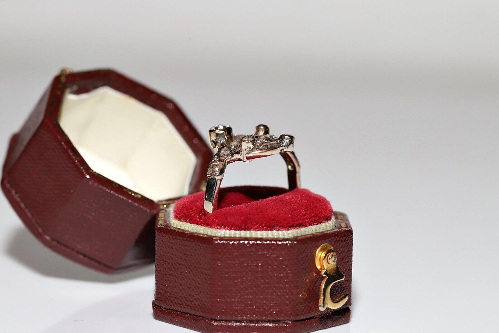 Antique Circa 1900s 8k Gold Natural Rose Cut Diamond And Ruby Decorated Ring In Good Condition In Fatih/İstanbul, 34