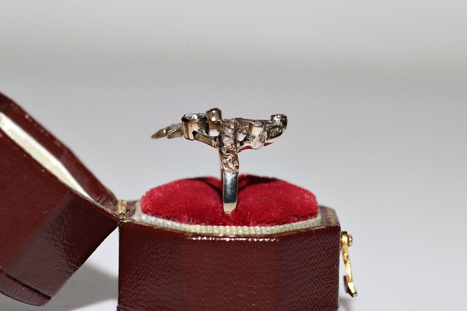 Women's Antique Circa 1900s 8k Gold Natural Rose Cut Diamond And Ruby Decorated Ring