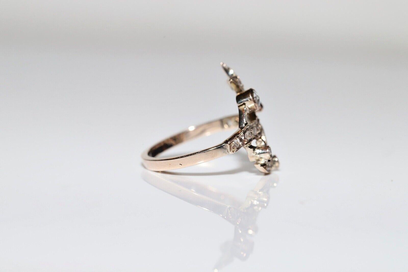 Antique Circa 1900s 8k Gold Natural Rose Cut Diamond And Ruby Decorated Ring 4