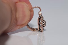 Antique Circa 1900s 8k Gold Natural Rose Cut Diamond Decorated Earring