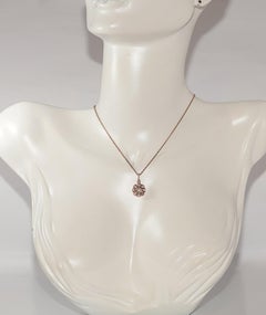 Antique Circa 1900s 8k Gold Natural Rose Cut Diamond Decorated Pendant Necklace