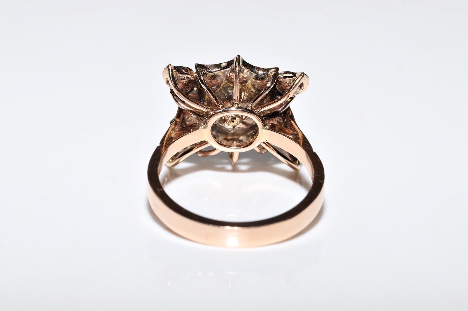 Antique Circa 1900s 8k Gold Natural Rose Cut Diamond Decorated Pretty Ring For Sale 6
